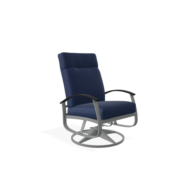 Chaise de patio pivotante avec coussins Askar, Toile bleu marine Sunbrella®, Noir P70, Graphite texturé