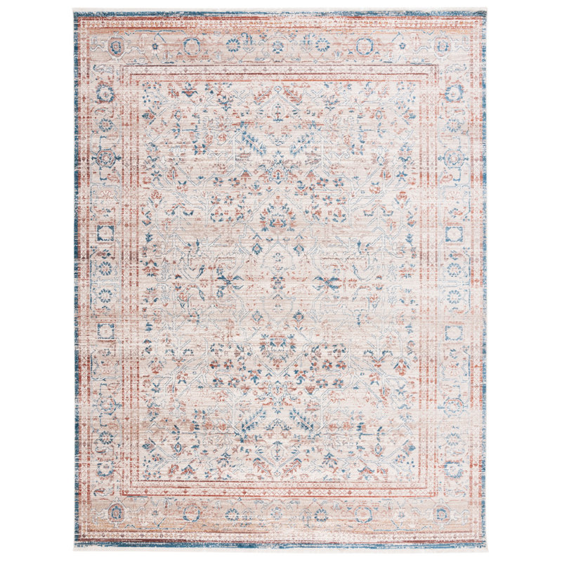 Tapis persan rétro beige / rouille 427, Rectangle 8 pi x 10 pi