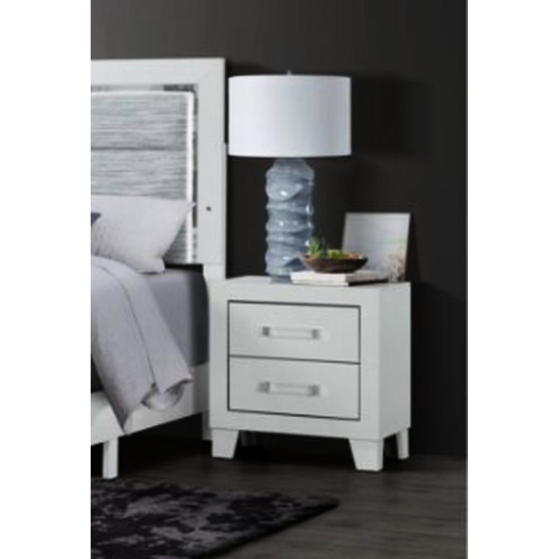 Table de chevet blanche en bois d'ingénierie, poids de 42,24 lb - Table de chevet moderne d'une profondeur de 25,31 po