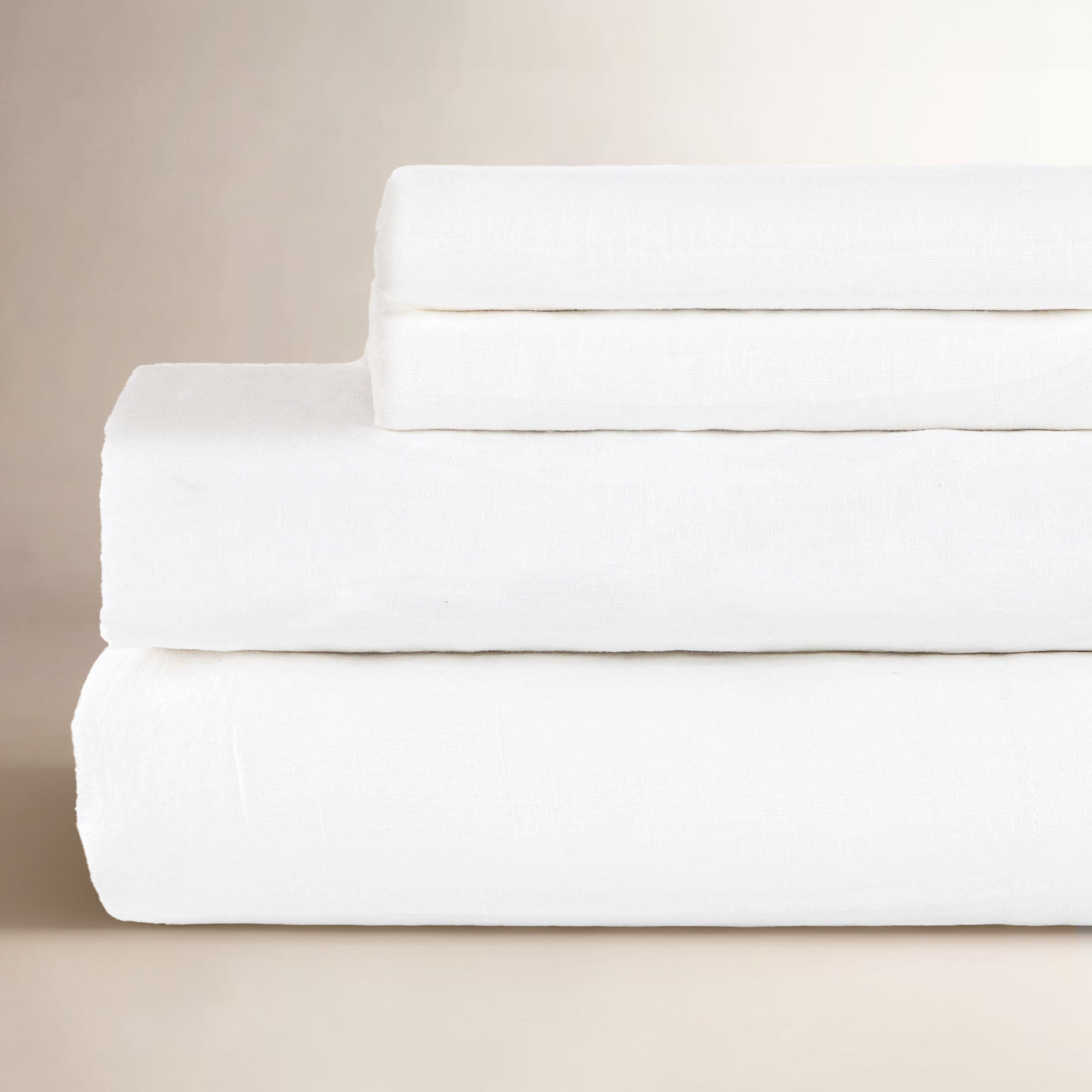 Linen Sheet Set, Queen Sheet Set with 2 Pillowcases, White