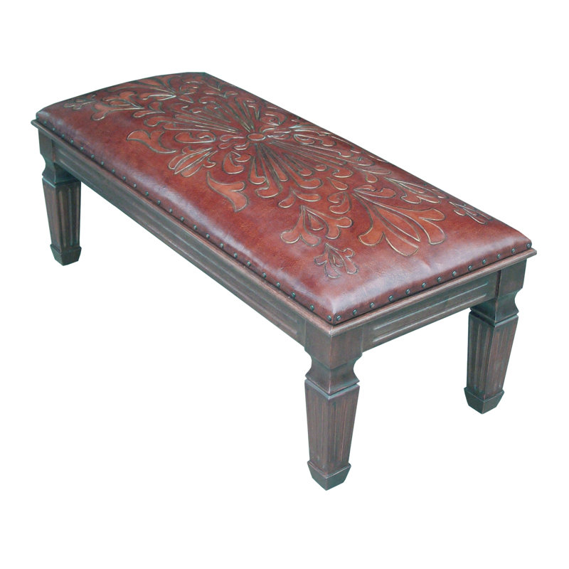 Banc en cuir véritable Rienna, Brun