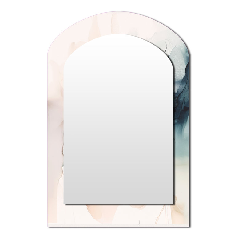 Green And Cream Essence Of Modernity IV - Marble Arch Unique Wall Mirror, Modern Asymmetrical Mirror, Printed Metal Art