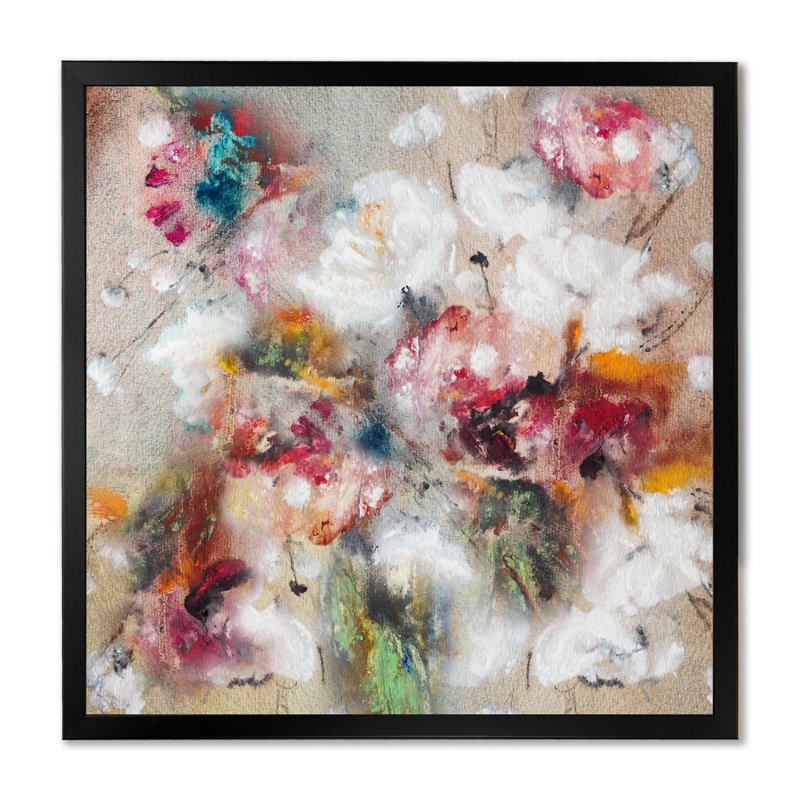 Bouquet romantique blanc et rouge, Cadre photo noir, H 16 po x l 16 po x P 1 po