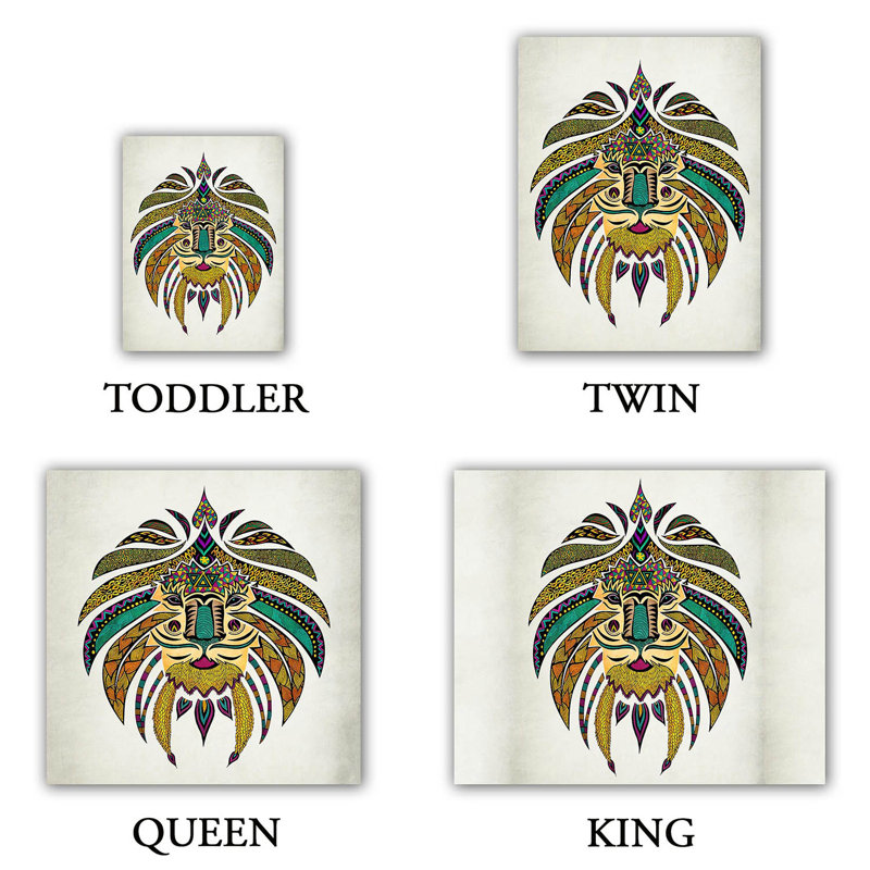 Ensemble de housse de couette empereur tribal lion i, 1 housse de couette grand + 2 taies standards