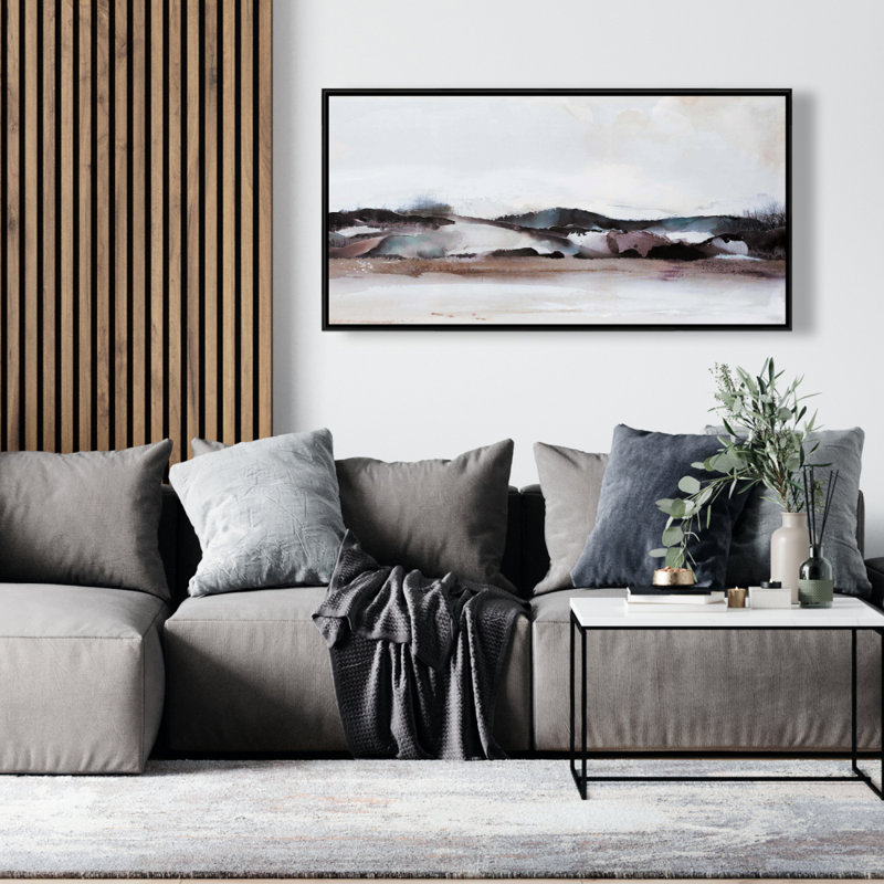Watercolor mountains - 24"x48" Framed canvas