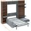 Lit escamotable avec armoire de rangement, tablettes ouvertes et port USB, grand canapé à l'avant, panneau imprimé paysage de montagne, lit mural peu encombrant pour chambre à coucher, chambre d'amis et appartement-1426166067