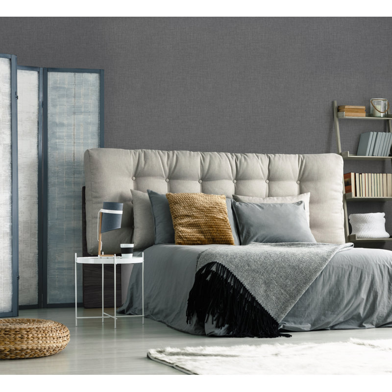 Superfresco Linen Glitter Plain Wallpaper, Dark Grey