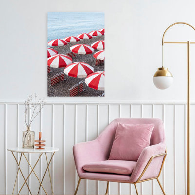Art mural contemporain plage rayée rouge
