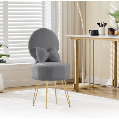 Tabouret de coiffeuse avec rangement dissimulé et dossier rabattable, gris