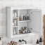 Armoire de rangement murale avec miroir et tablettes ouvertes-1809207751
