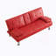 Canapé-lit pliant double en cuir rouge 67 pouces avec table basse pour bureau