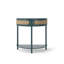 Table de bout unique en demi-lune avec porte coulissante en rotin