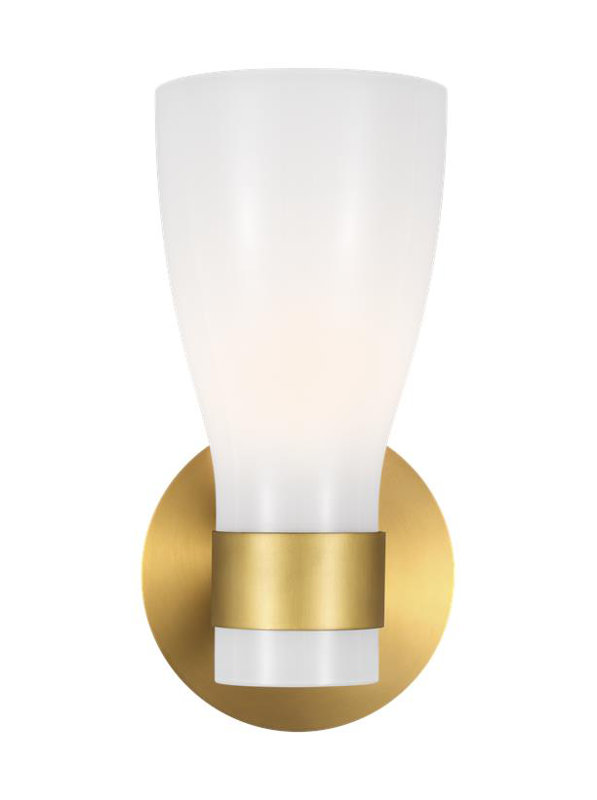 Burnished Brass and Glass Single Light Vanity Sconce