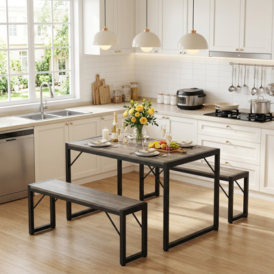 Ezzah Rectangular Dining Set with Benches