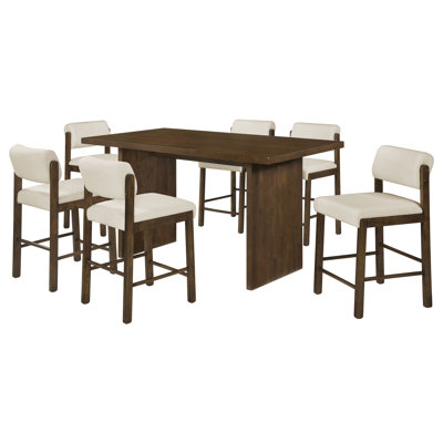 Weidar 7-Piece 70-Inch Counter Height Dining Set Cream And Walnut