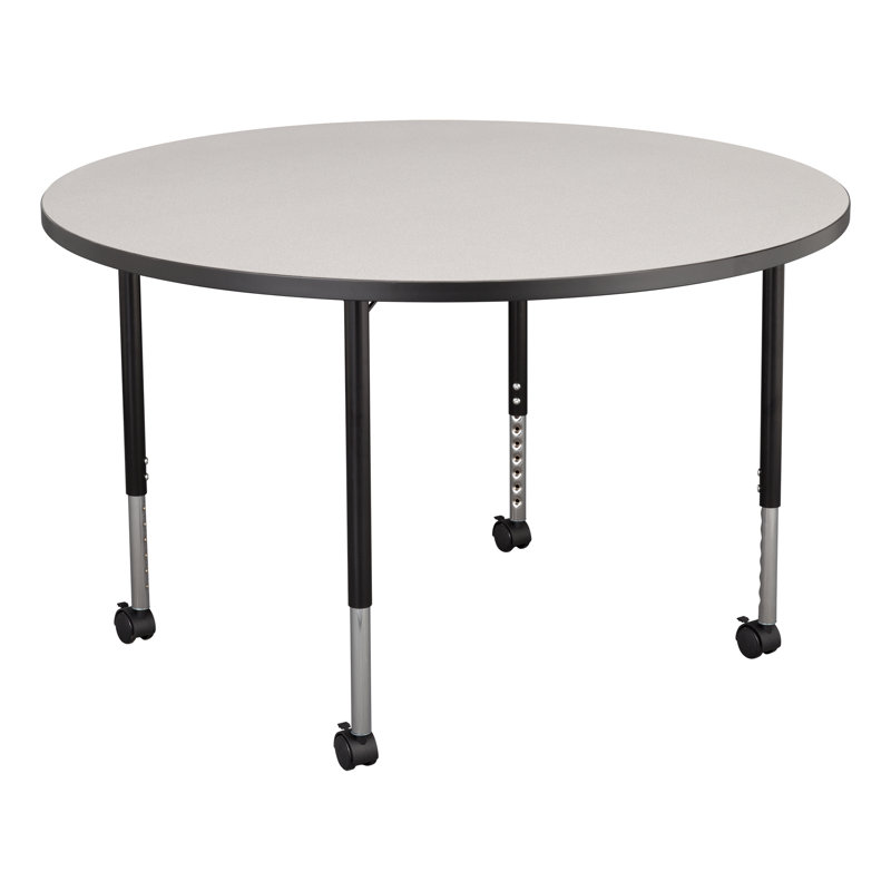 Structure Series 46" Adjustable Height Circular Activity Table with Casters, gris, Noir / Noir