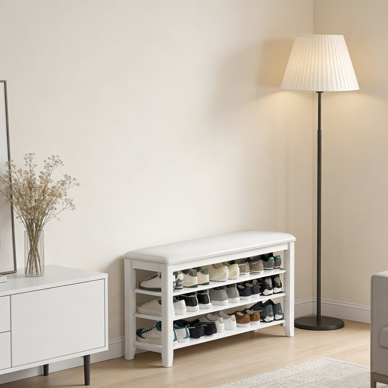 Banc d'entrée pour chaussures avec tablettes réglables, H 20,6 po x l 39,4 po x P 11,8 po