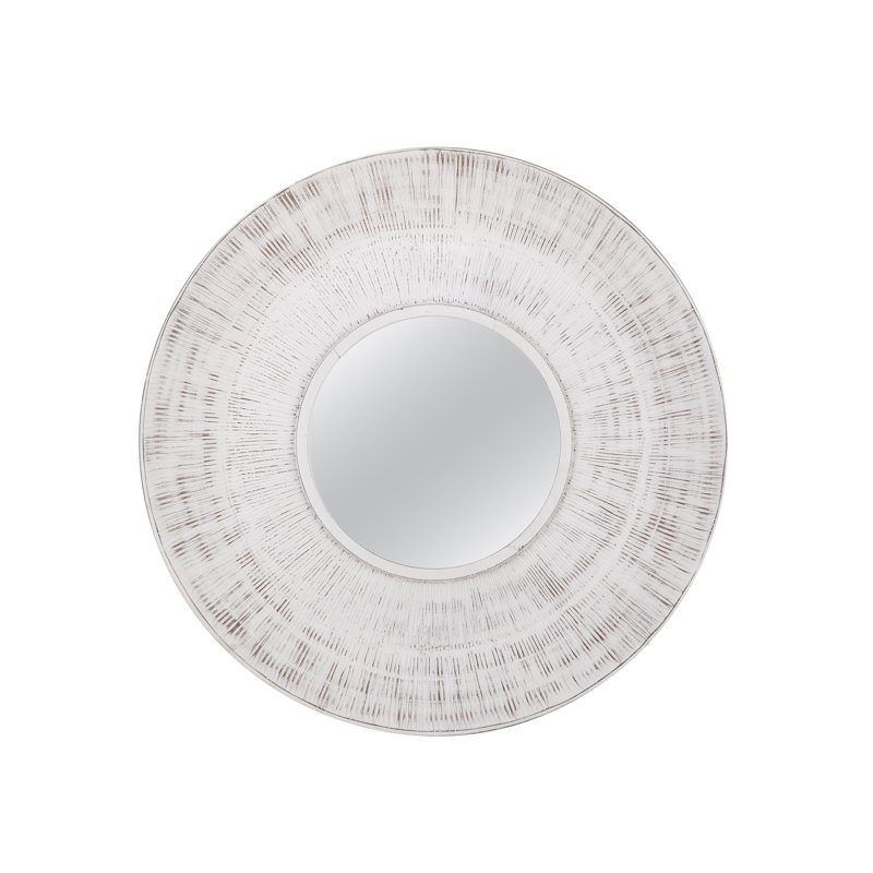 Solid Wood Round Wall Mirror