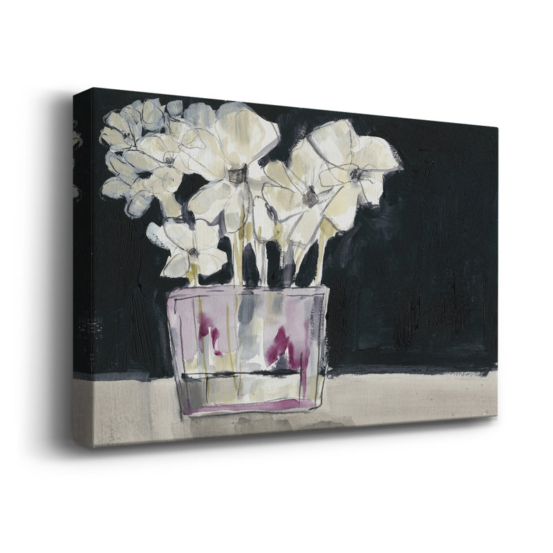 «White Flowers in Fuchsia II», reproduction sur toile tendue, L 27 po x H 18 po x P 1 po