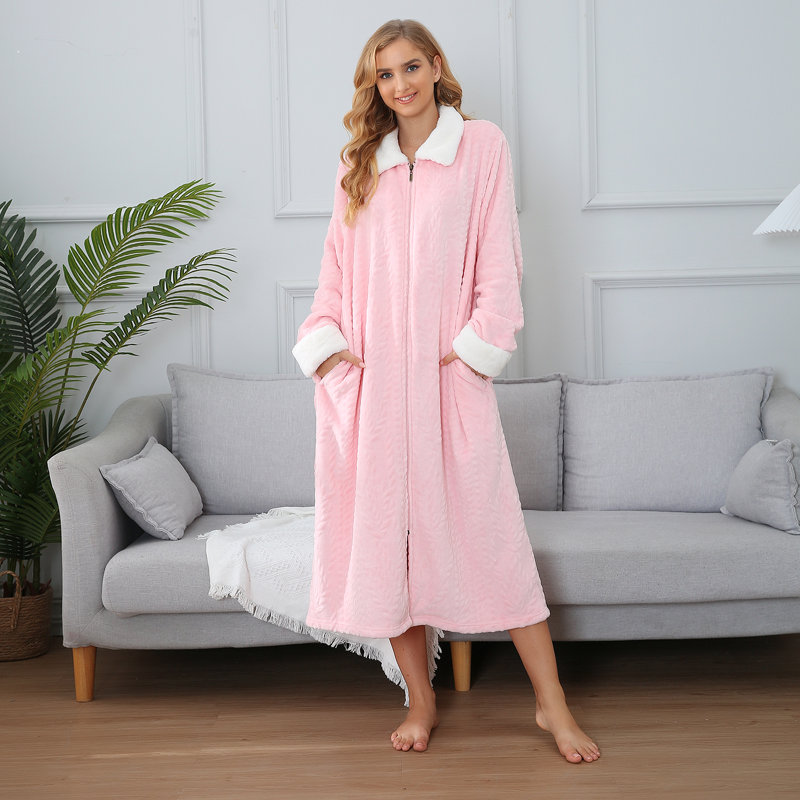 Peignoir à fermeture à glissière pour femmes, L