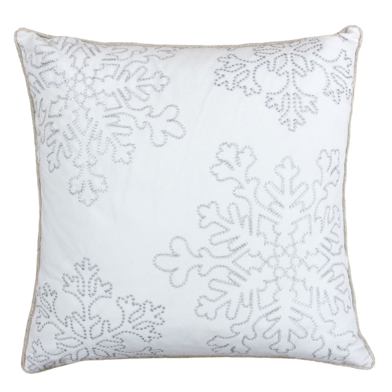 Holiday Square Velvet Pillow Cover & Insert, White