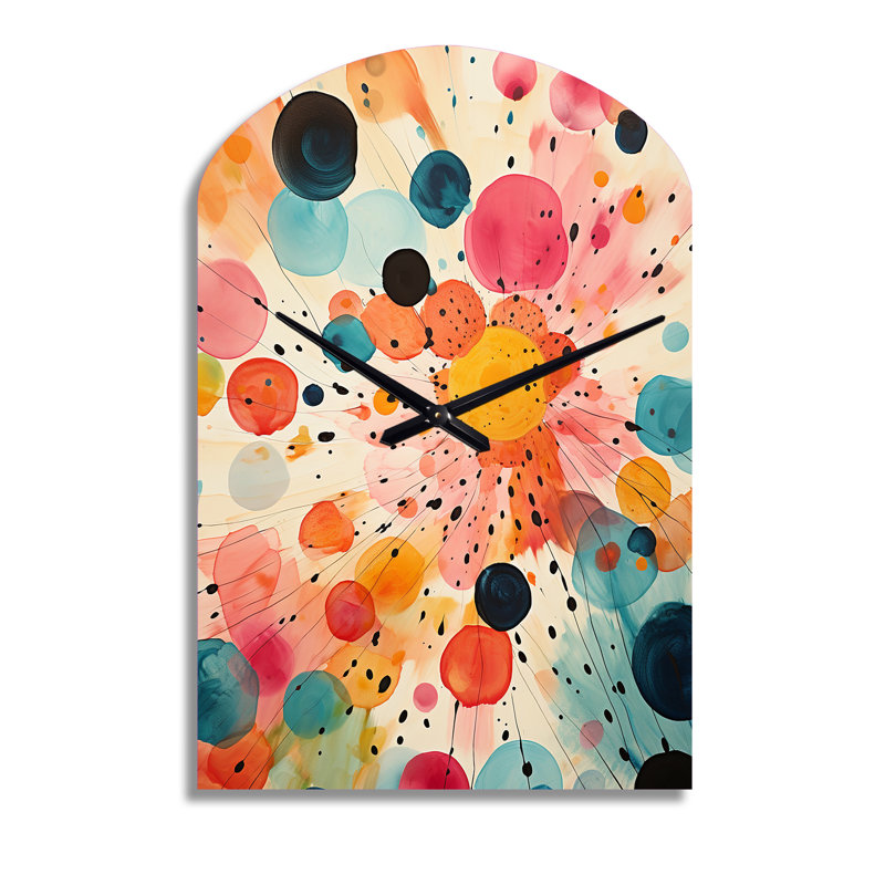 Large Multi-Color Metal Arch-Shaped Wall Clock