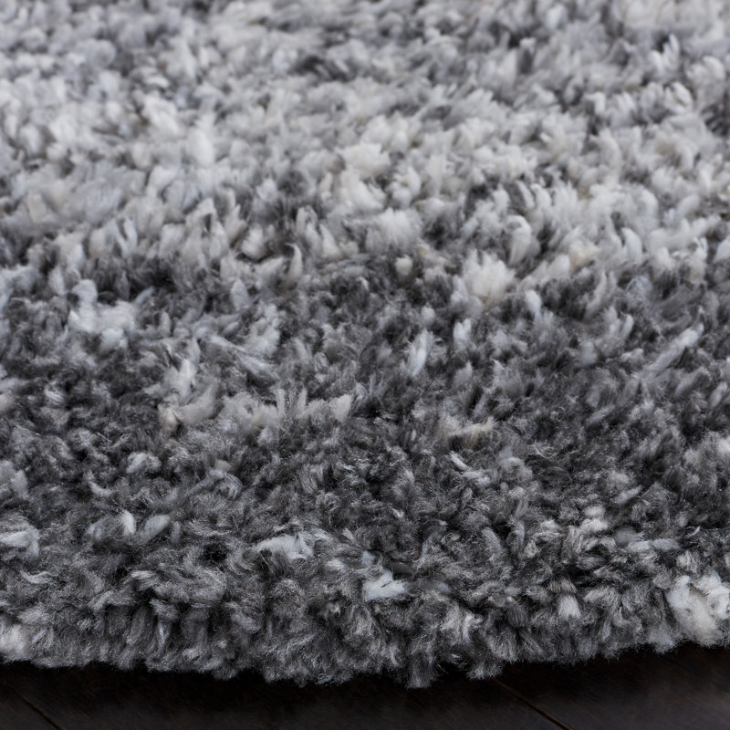 Mena Abstract Black/Gray Area Rug, Round 6'7"