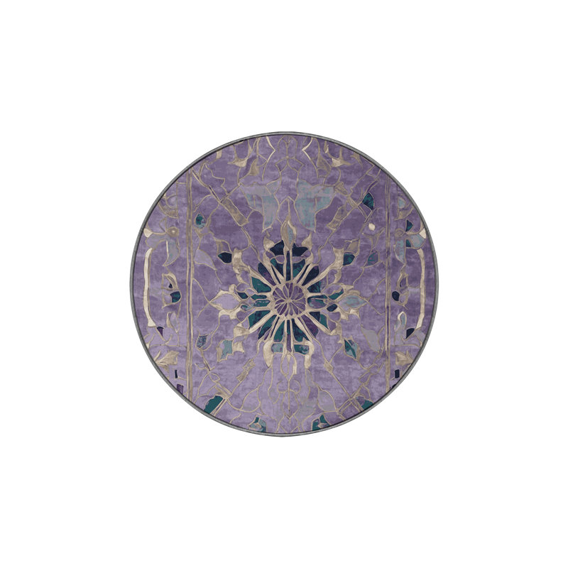 Tapis mauve lavable à la machine, Rond 5 pi
