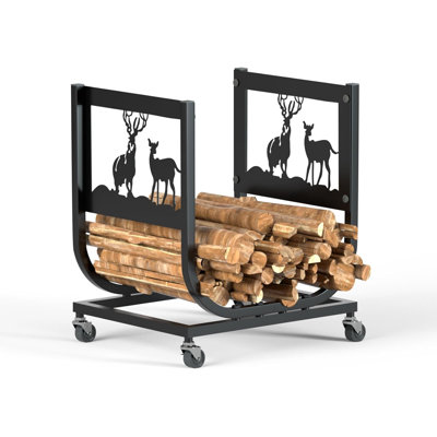 Supports à bois de chauffage intérieur et extérieur avec poulies