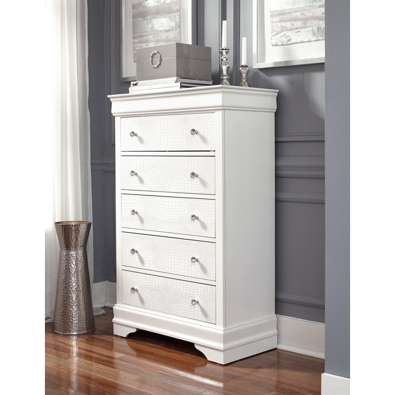 Commode 5 tiroirs Maultsby, Blanc