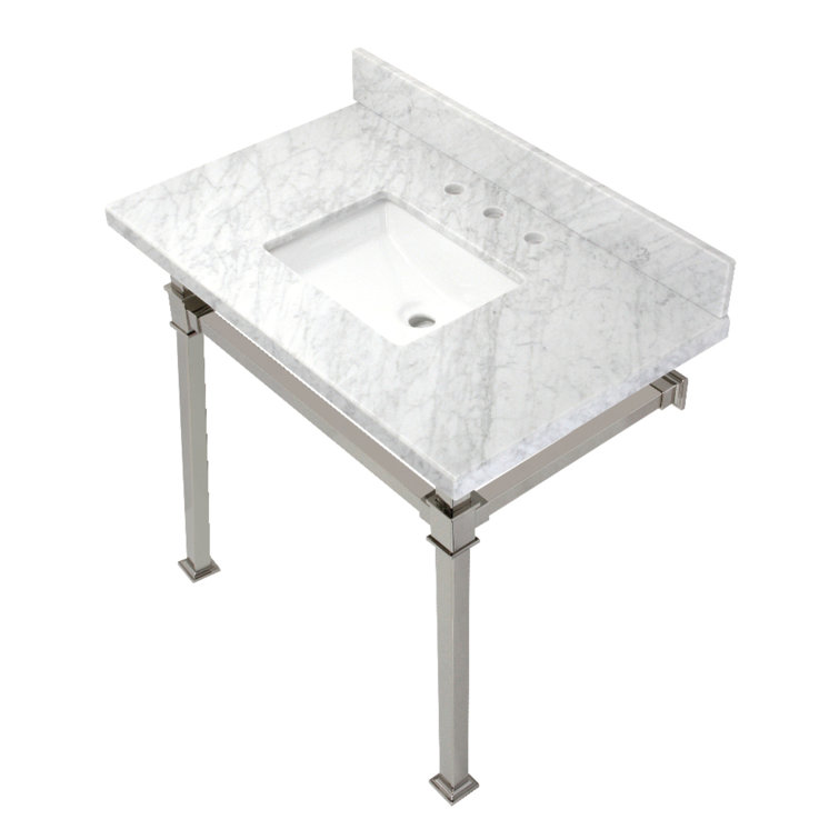 Monarch Marble Rectangular Console Bathroom Sink with Overflow