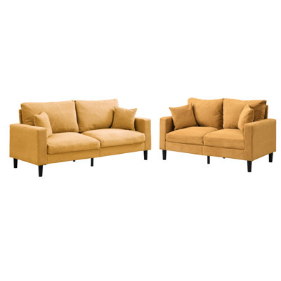 Modern Orange Corduroy - Two Piece For Bedroom Comfortable With Sponge Cushion And Strong Construction Human Design Pillows Comfy Upholstery 3 Seater + 2 Bedroom, Living Room