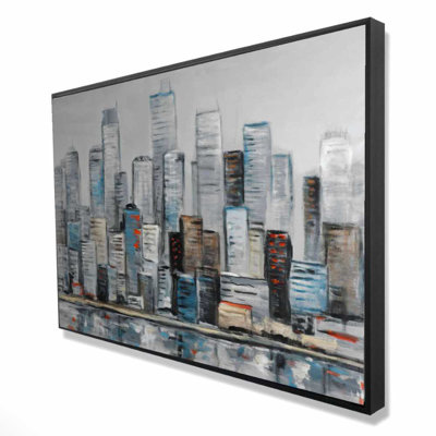 Abstract Urban Skyline - Contemporary Framed Canvas Art