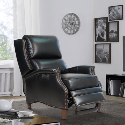 Fauteuil inclinable électrique en cuir véritable de 29,5 po de largeur