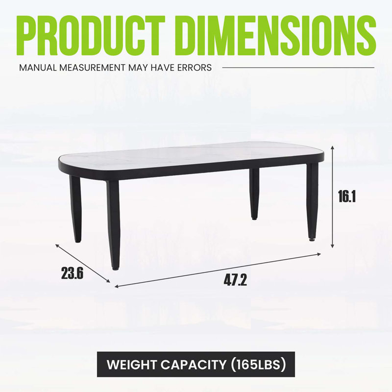 Table basse Modern Arc, Noir braise + blanc