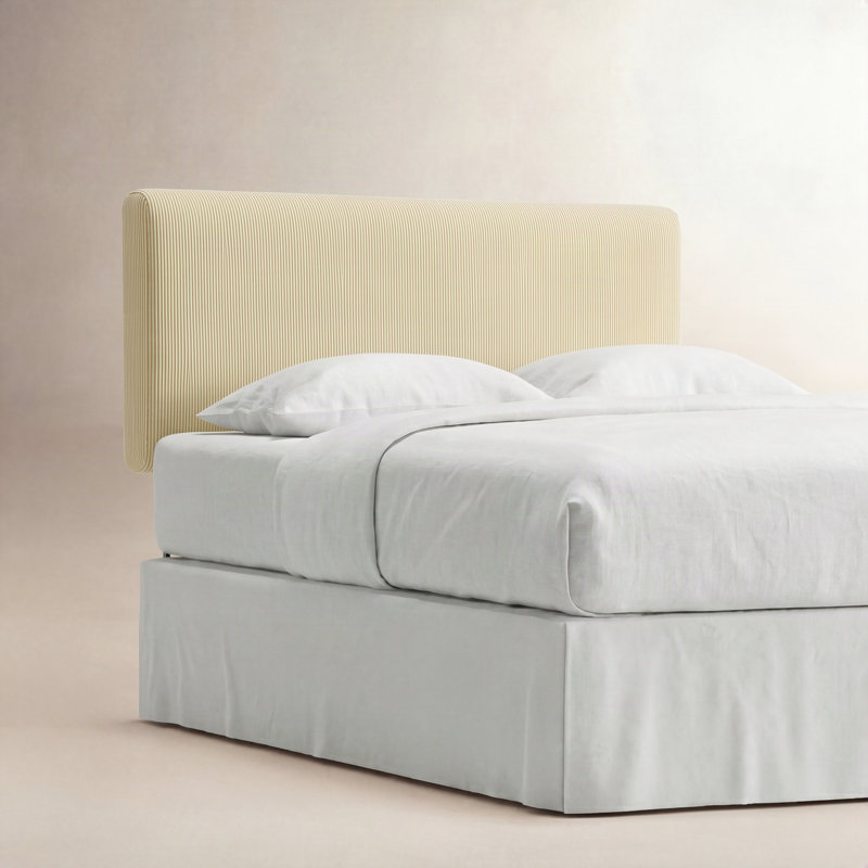 Eisley Upholstered Panel Headboard, Queen, Oxford Stripe Gold