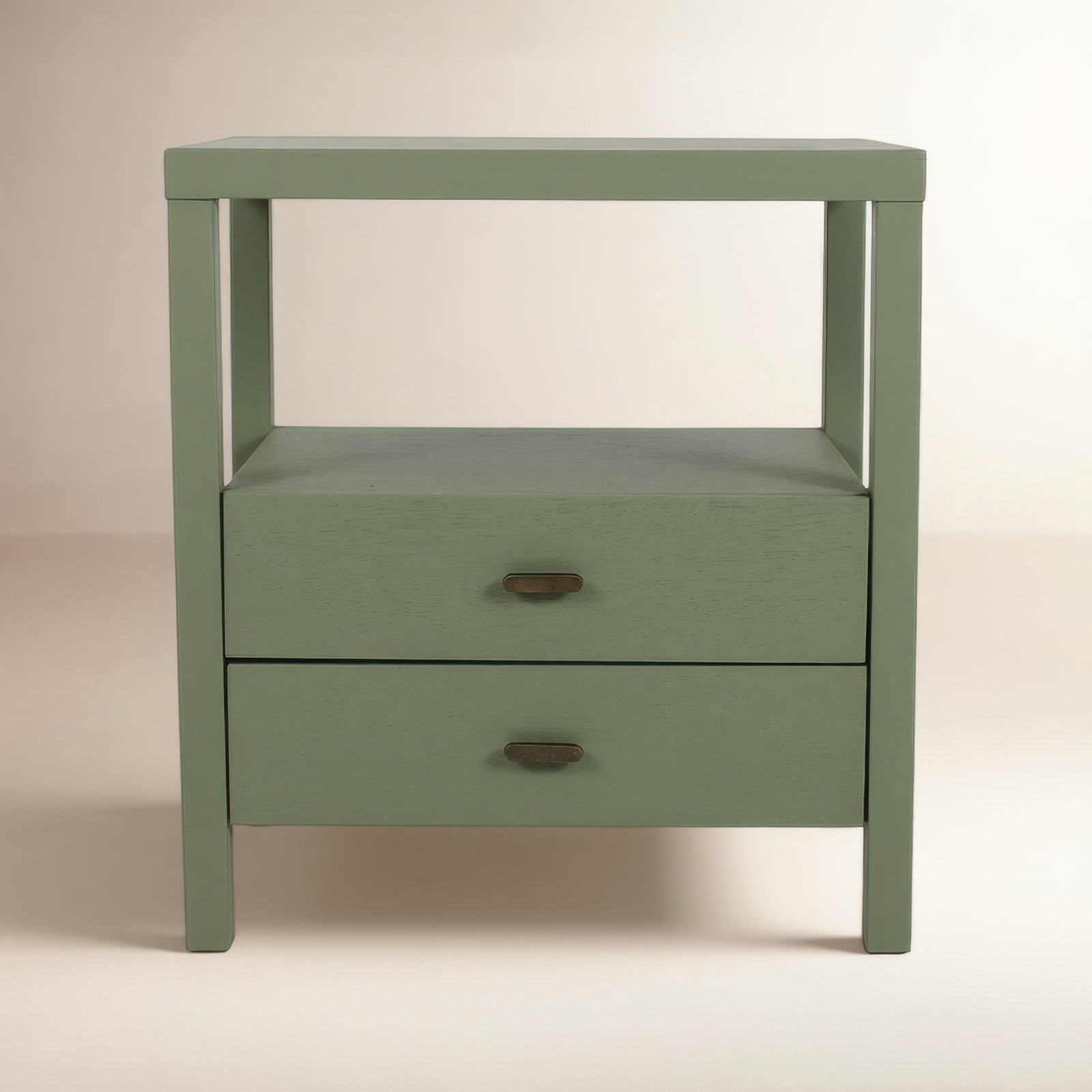 Francisca 2 - Drawer Solid Wood Nightstand, Green