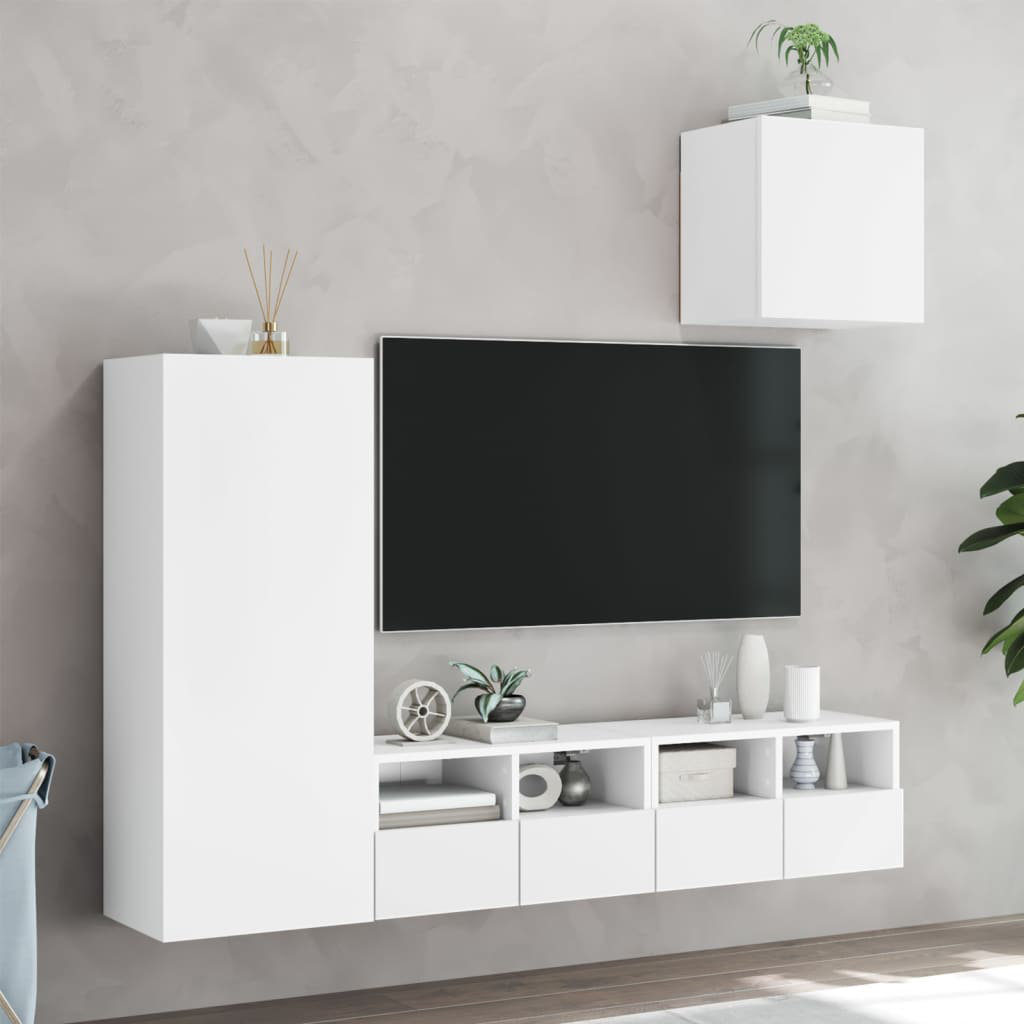Vidaxl (White) Tv Wall Units 4 Piece Floating Tv Wall Unit Tv Stand Engineered Wood - Image 2