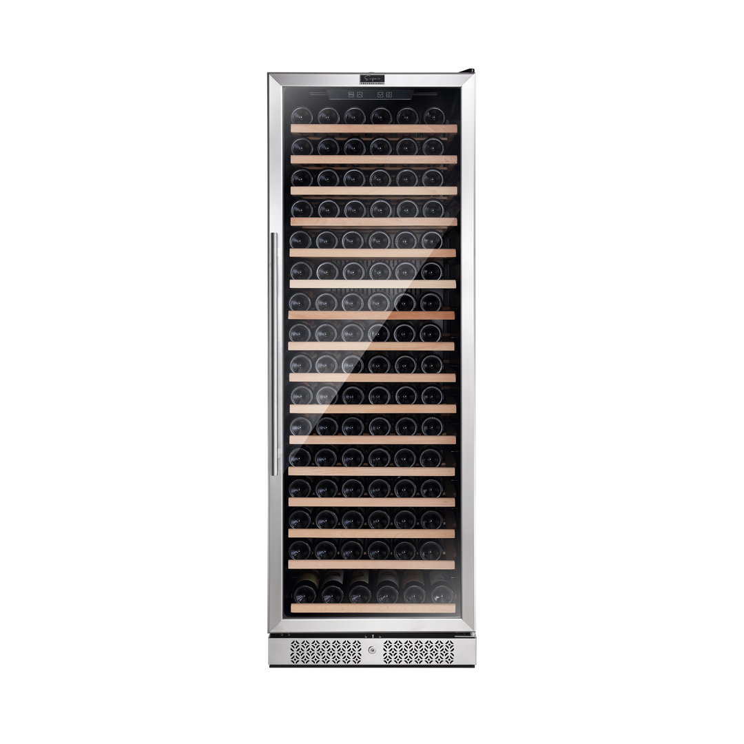 Empava 24" 171-Bottle Wine Cooler - Built-In/Freestanding, Digital Control, Beechwood Shelves, Stainless Steel Empava