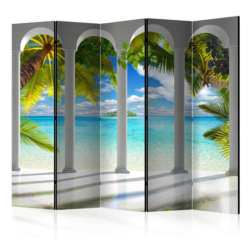 Genova 225cm W x 172cm H 5 - Panel Solid Wood Folding Room Divider