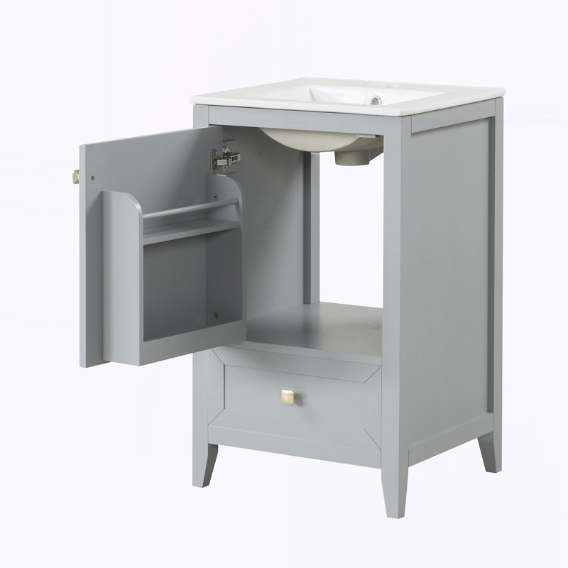 Meuble-lavabo de 20 po avec lavabo, Gris