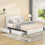 Grand lit plateforme, rembourré Boucle beige chaud, rangement à 4 tiroirs avec tête de lit capitonnée pour la chambre à coucher-1897386225