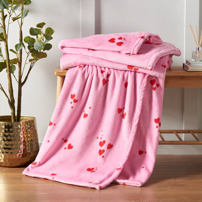 Heart Cosy Fleece Oversized Blanket Throw