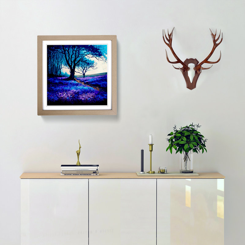 Bluebell Field Expressionism - Framed Print, Oak