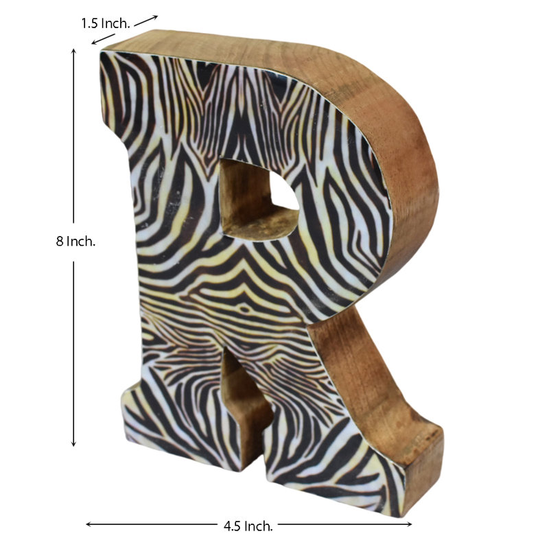 Bloc de lettres écologique et alphabet, Rayure zébrée naturelle, R