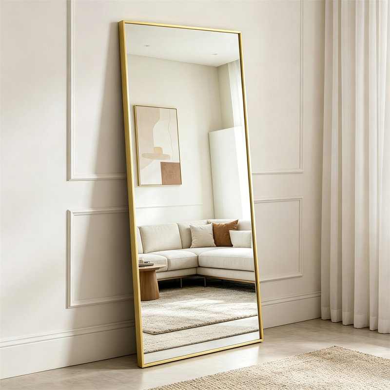 Full Body Floor Mirror, Bedroom Full Body Mirror With Bracket, Can Be Tilted, Standing Or Hung Horizontally/Vertically For Use