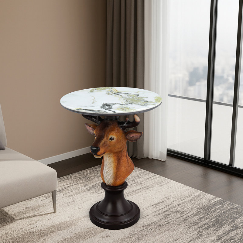 Table d'appoint avec tête de cerf et table d'appoint