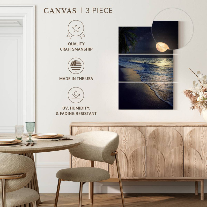 Plage lumineuse au clair de lune, H 23 po x l 14 po
