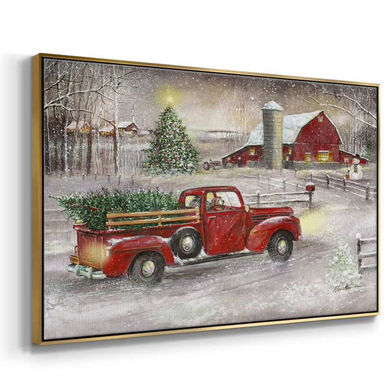 Faire des souvenirs de Noël, H 25 po x l 37 po x P 2 po, Toile avec cadre doré