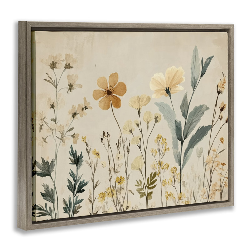 Cadre flottant Free Flowers Foliage, design par Petal Prints Design, Cadre flottant orme Montalcino, H 17 po x l 21 po